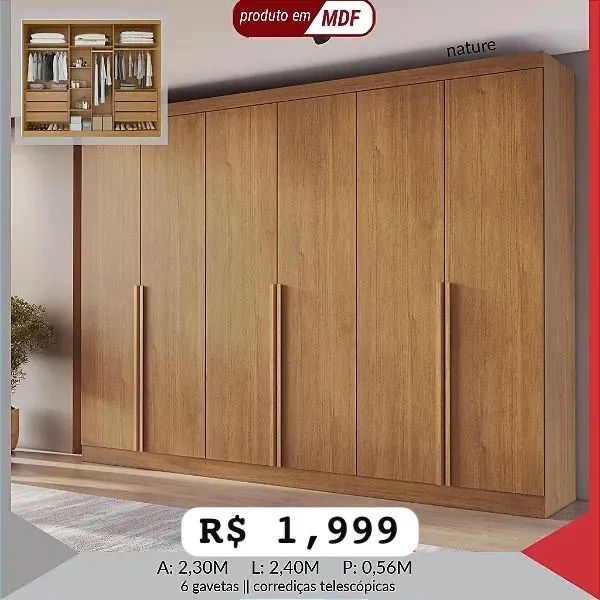 Guarda Roupa casal master 100% MDF - Promoção  - Foto 3