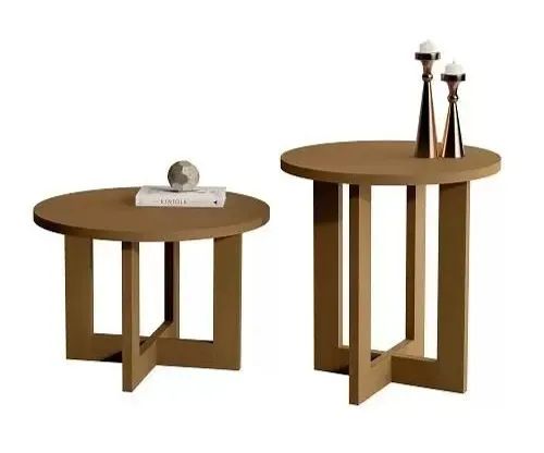 Conjunto De Mesas Pés Madeira Jb Centro 8001 E Lateral 8002 - ENTREGA EM 24H - Foto 3