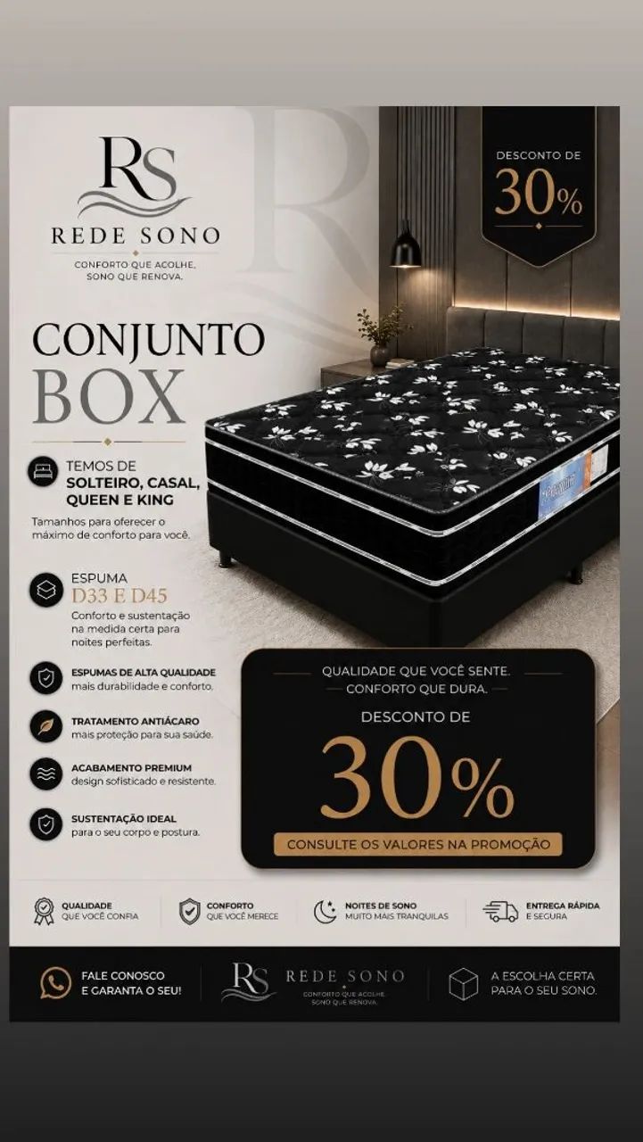 PROMOÇÃO  CONJUNTO BOX ESPUMA D33 