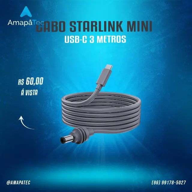 Cabo Starlink Mini DC para USB-C 3 Metros