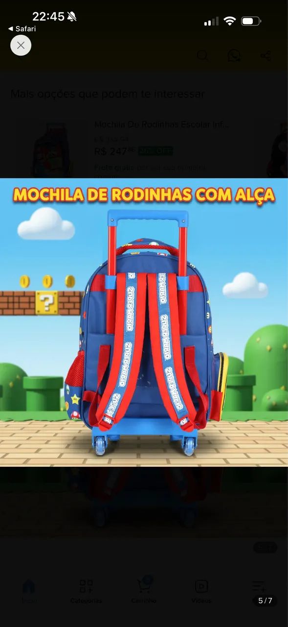 MOCHILA MARIO BROSS NOVA - Foto 2
