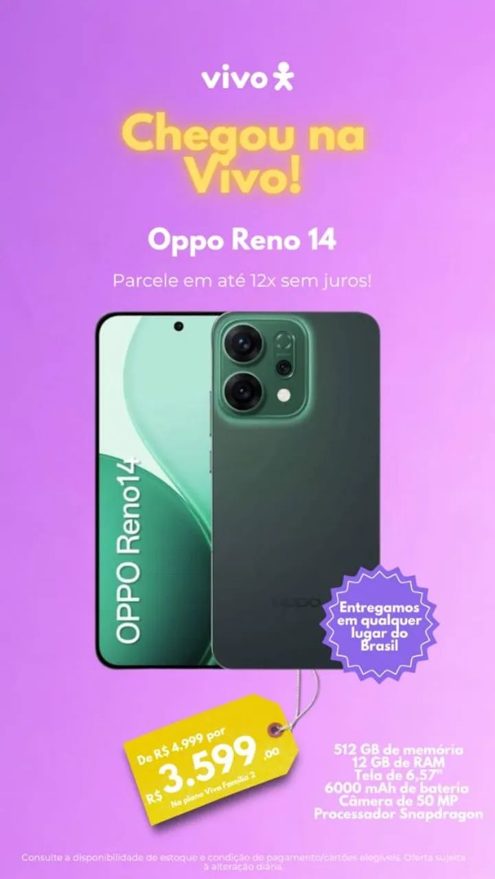 Celulares Reno 14 e Reno 14F