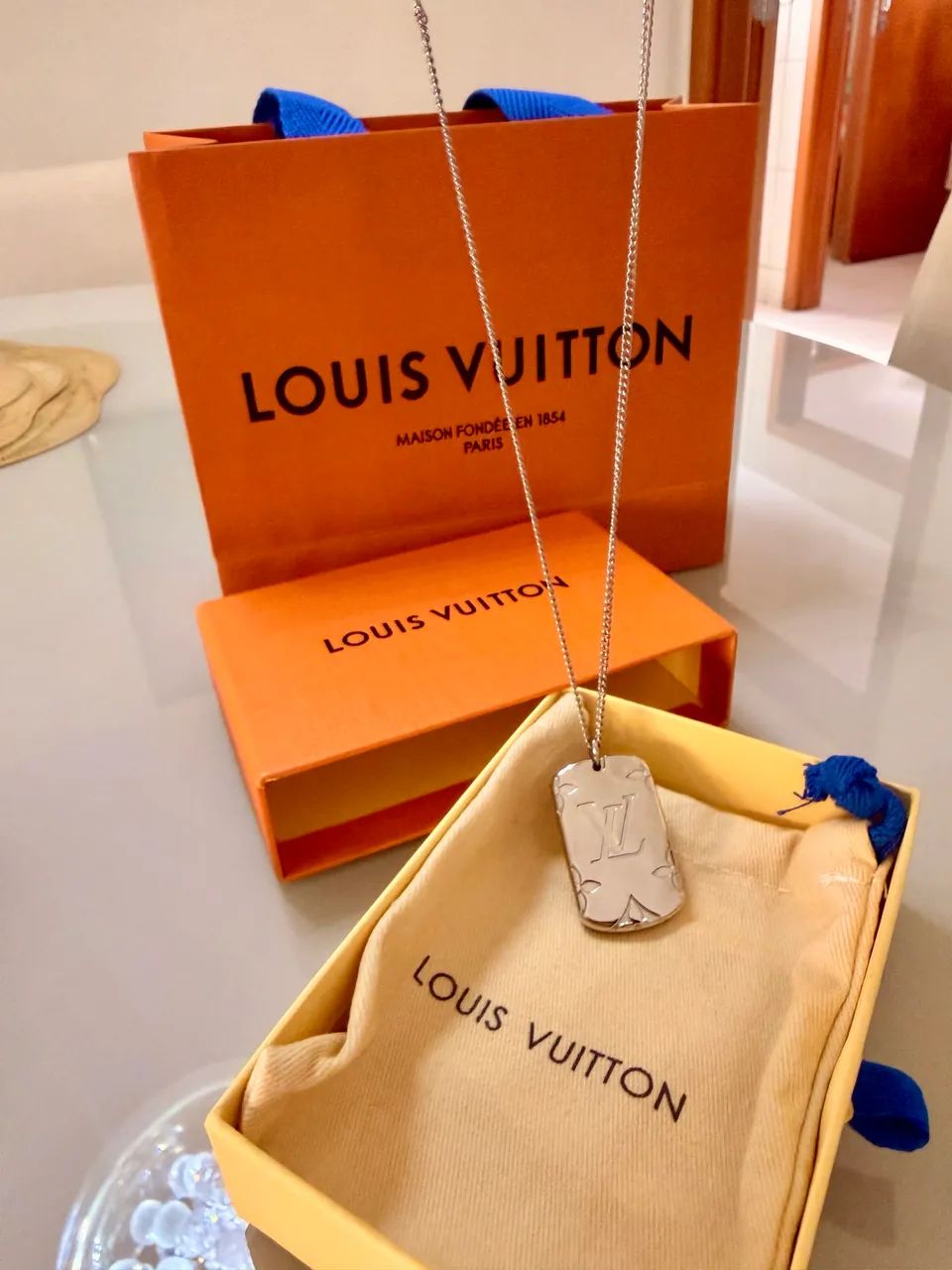 Corrente Louis Vuitton prata 925