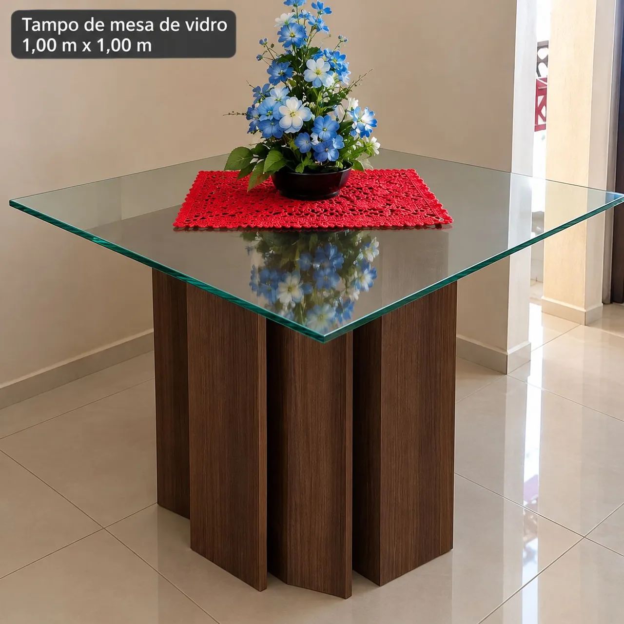 Tampo de Mesa de Vidro 1x1 m - Foto 3