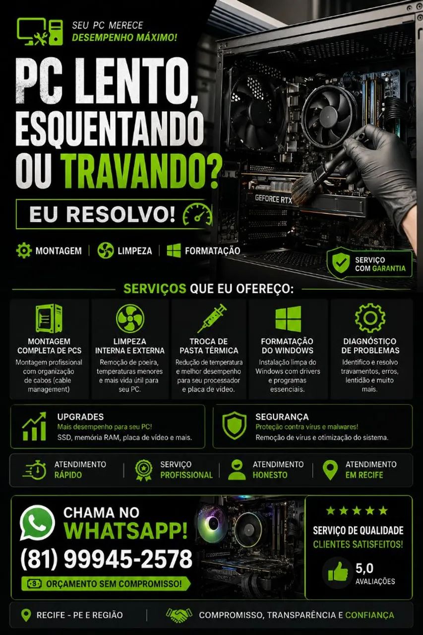 Técnico de PC em Recife | Limpeza, Formatação e Montagem
