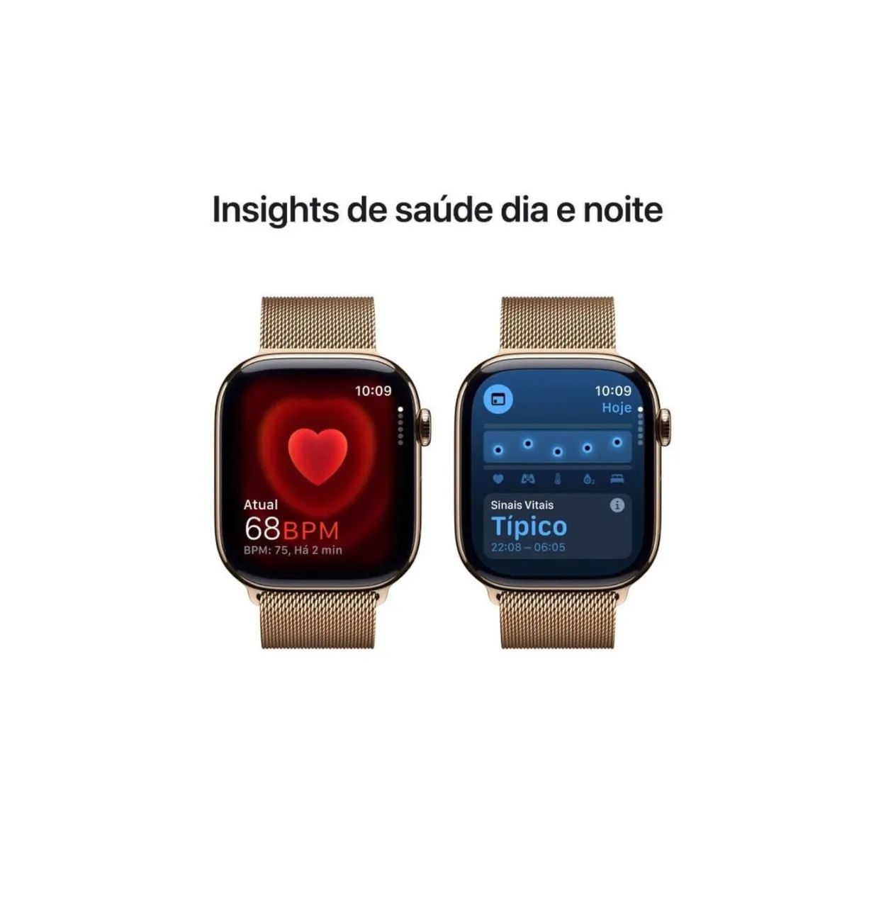 Apple Watch Series 10 46mm - Titanium Gold Pulseira Milanesa dourada Modelo GPS + Celular - Foto 3