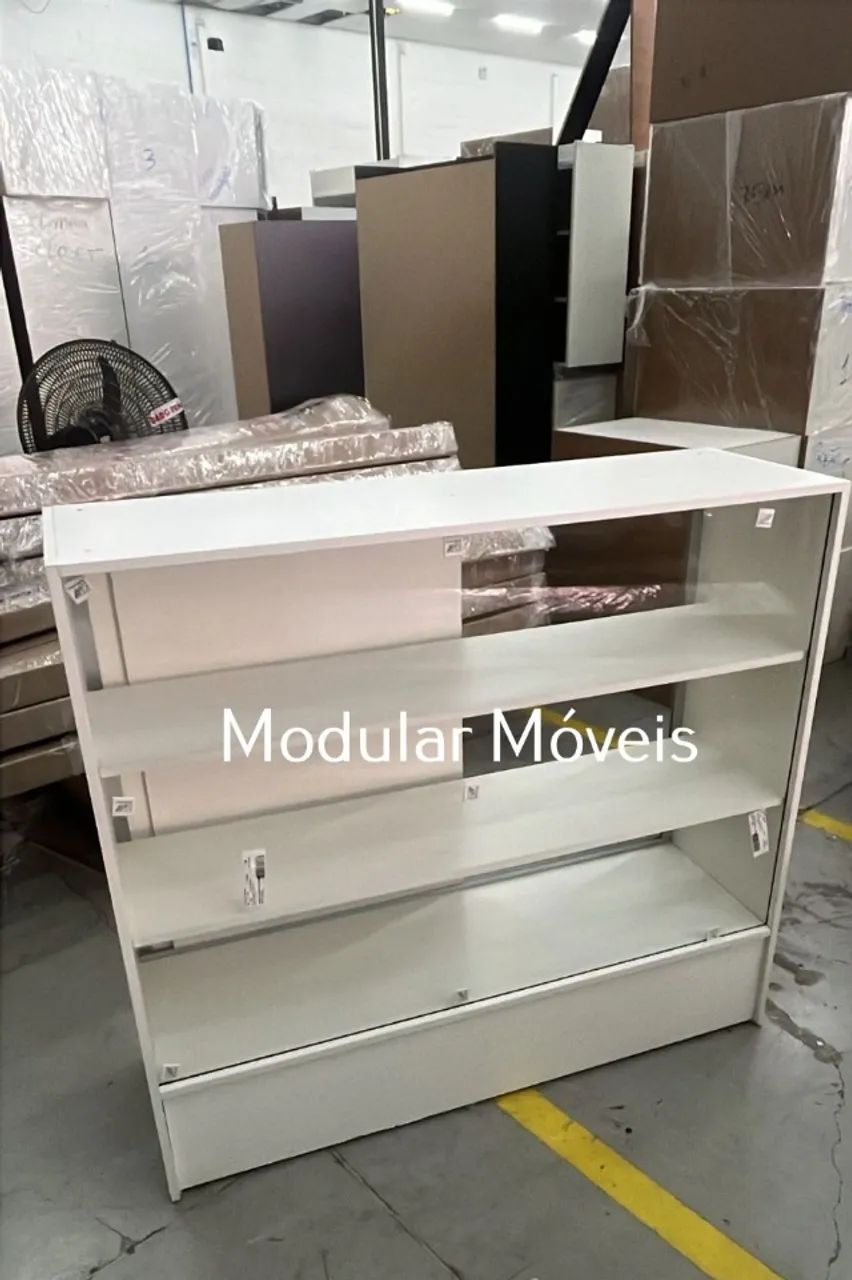 Balcão Vitrine com Portas 120 cm - MDF Branco - Foto 2