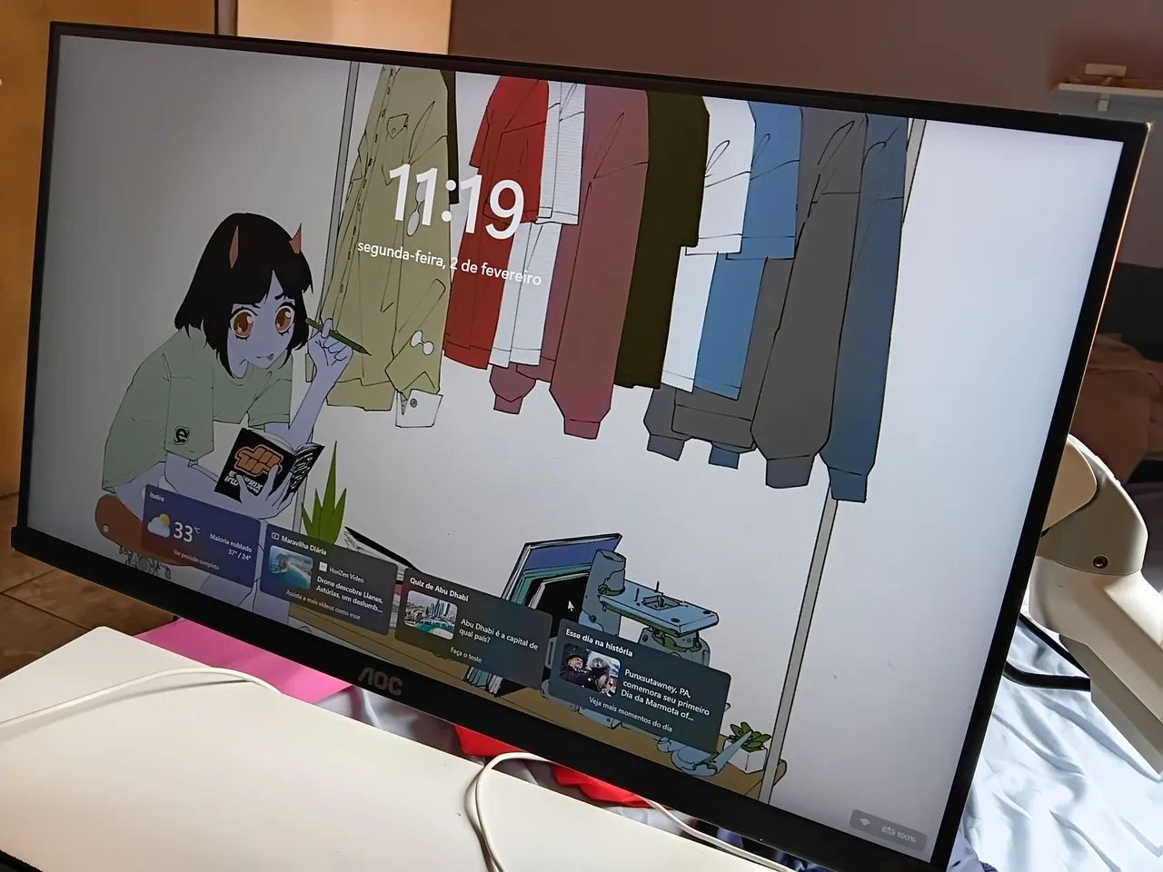 Monitor AOC 24 polegadas 75hz faço olx pay, com caixa e cabos