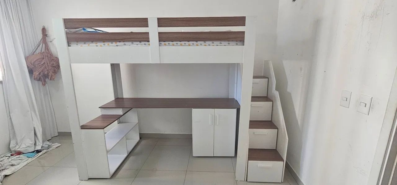 Cama Office/Beliche Multifuncional com Escrivaninha sem colchão 
