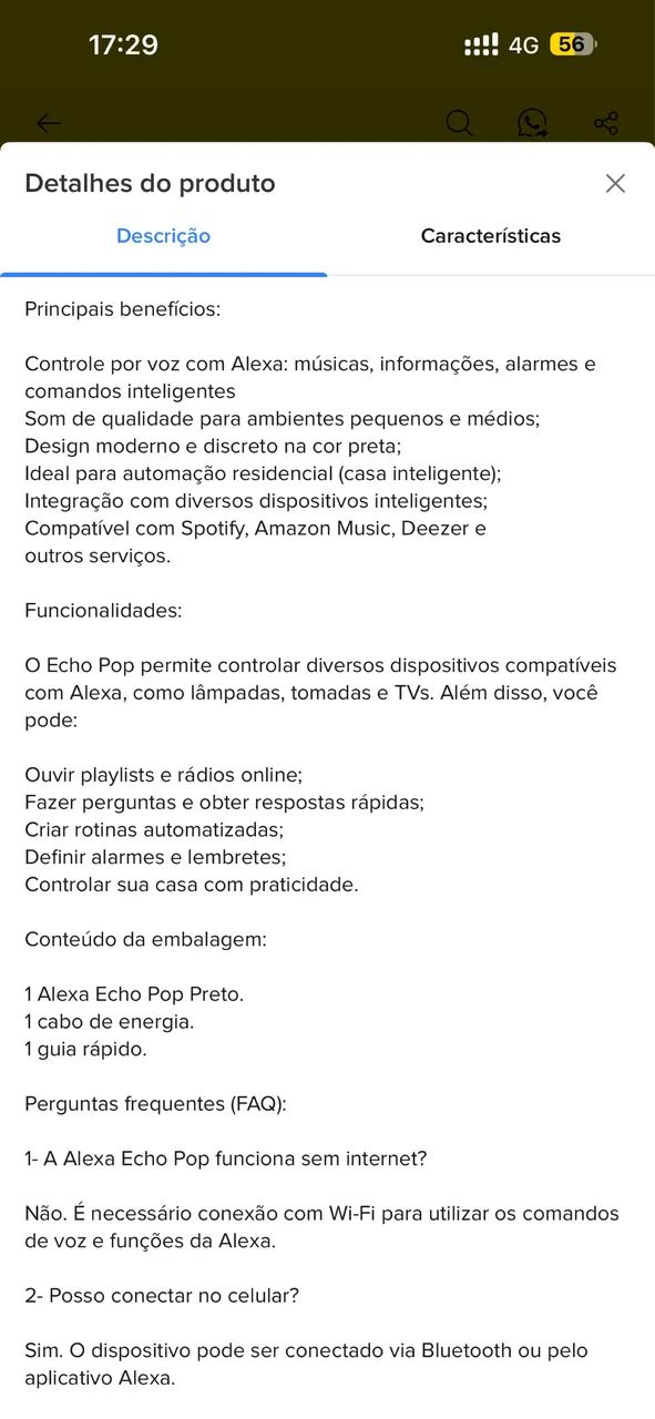 Amazon Echo Pop Com Wi-fi E Bluetooth - Cor Preto - Foto 5