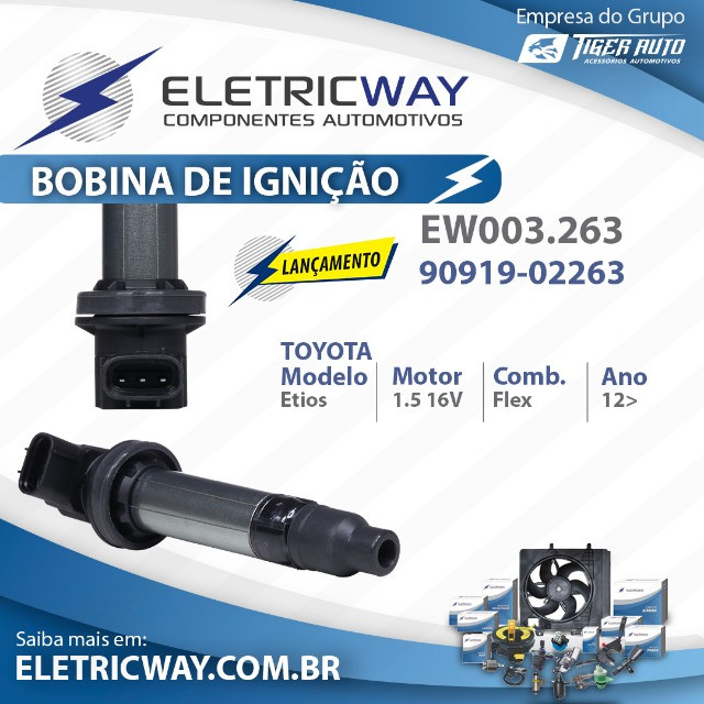 Bobinas de ignição P/ vários carros EletricWay - Pálio Uno Eco Civic Etc -Sem instalação