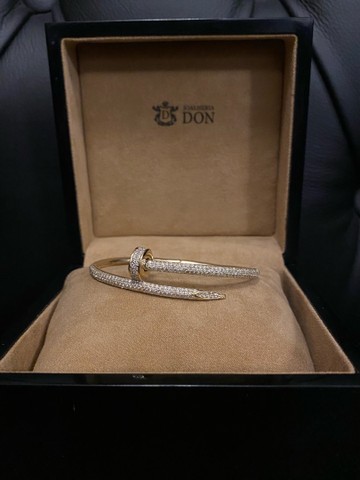 Bracelete Prego em Ouro 18k 750 com Diamantes