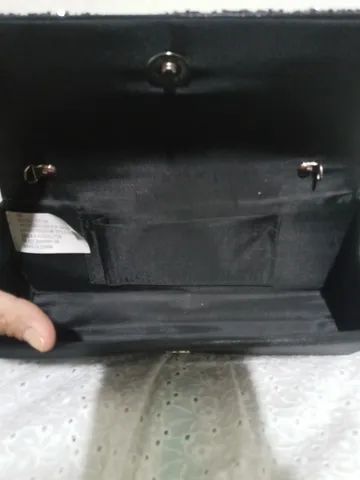 Bolsa de festa preta com brilho - Foto 3