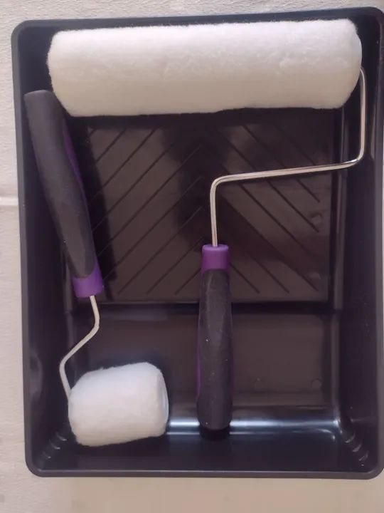 Conjunto de rolos de pintura com suporte reservatorio para tintas - Foto 3