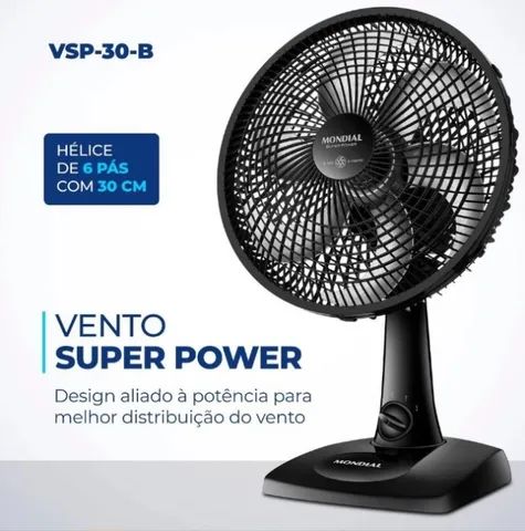 Ventilador Mondial SuperPower 30cm, 6 pás , 3 velocidades, Preto - 110V (NOVO) - Foto 2