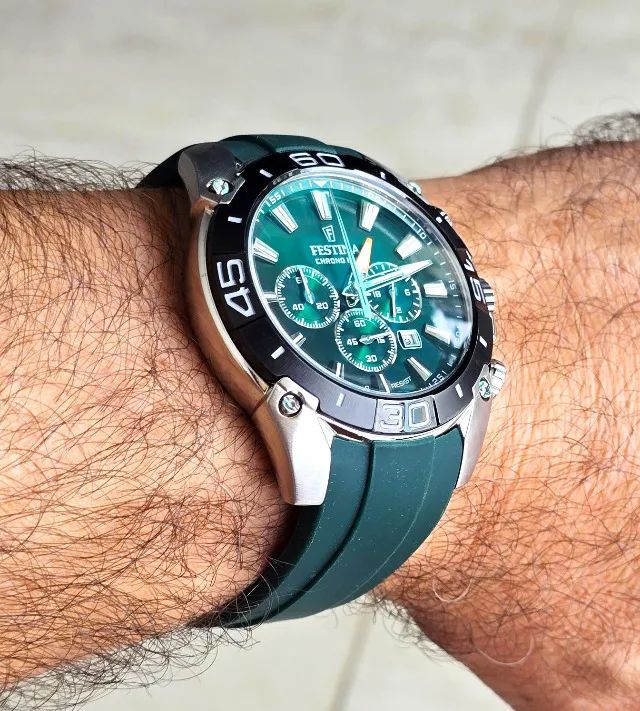 Relógio Festina Chrono Bike verde silicone verde super conservado - Foto 5