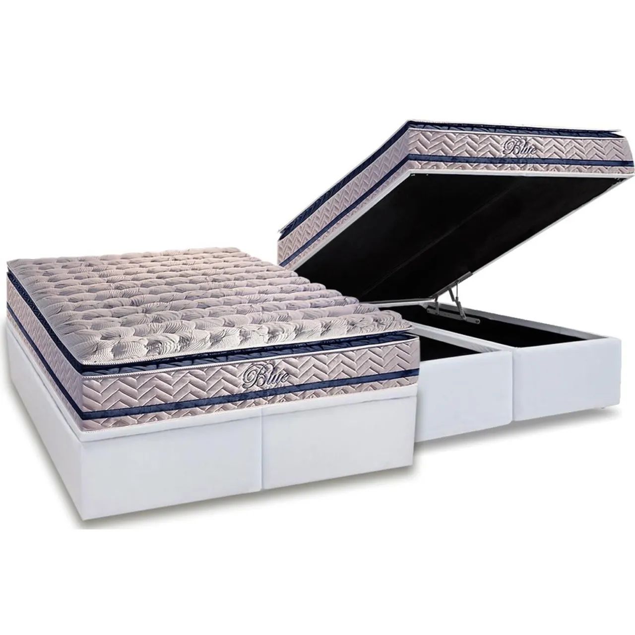 Colchão Queen Blue + Base Box Baú tt443