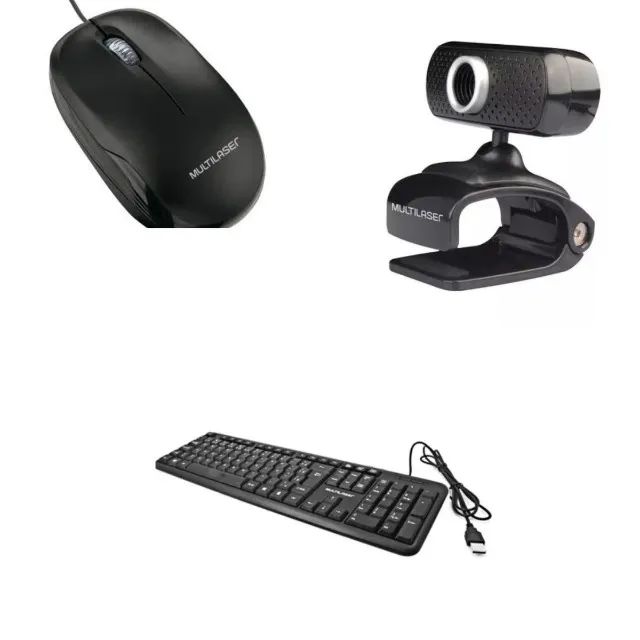 Kit Webcam + Teclado Com Fio Usb + Mouse Com Fio Usb