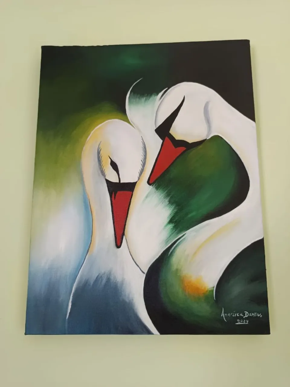 Quadro de Cisnes Abstratos - Arte Decorativa