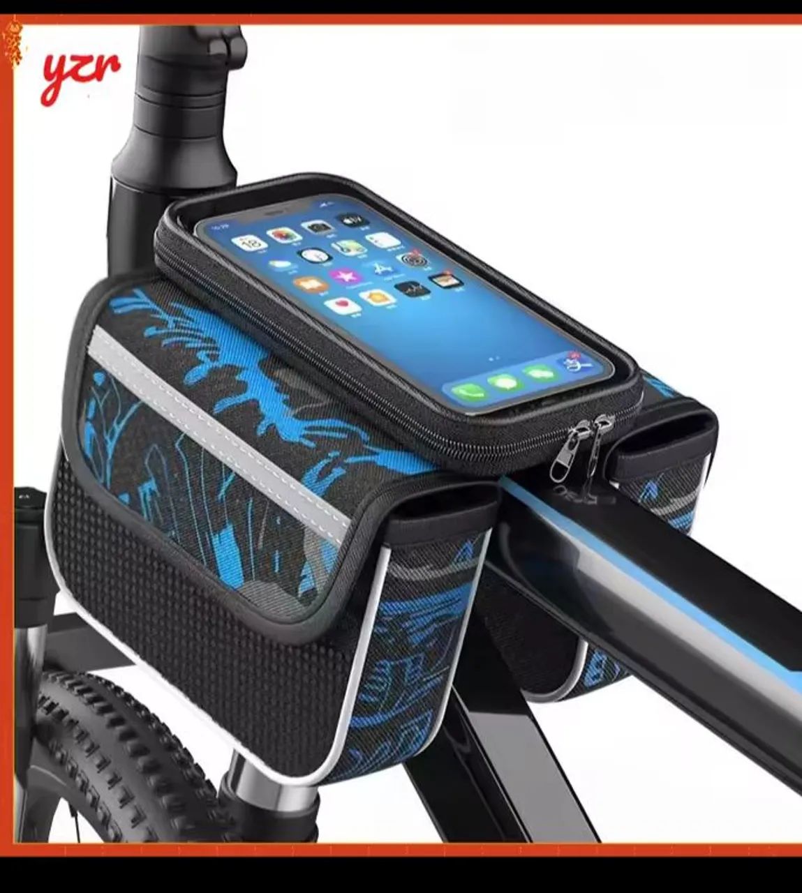 Bolsa de guidão para bicicleta com compartimento para celular