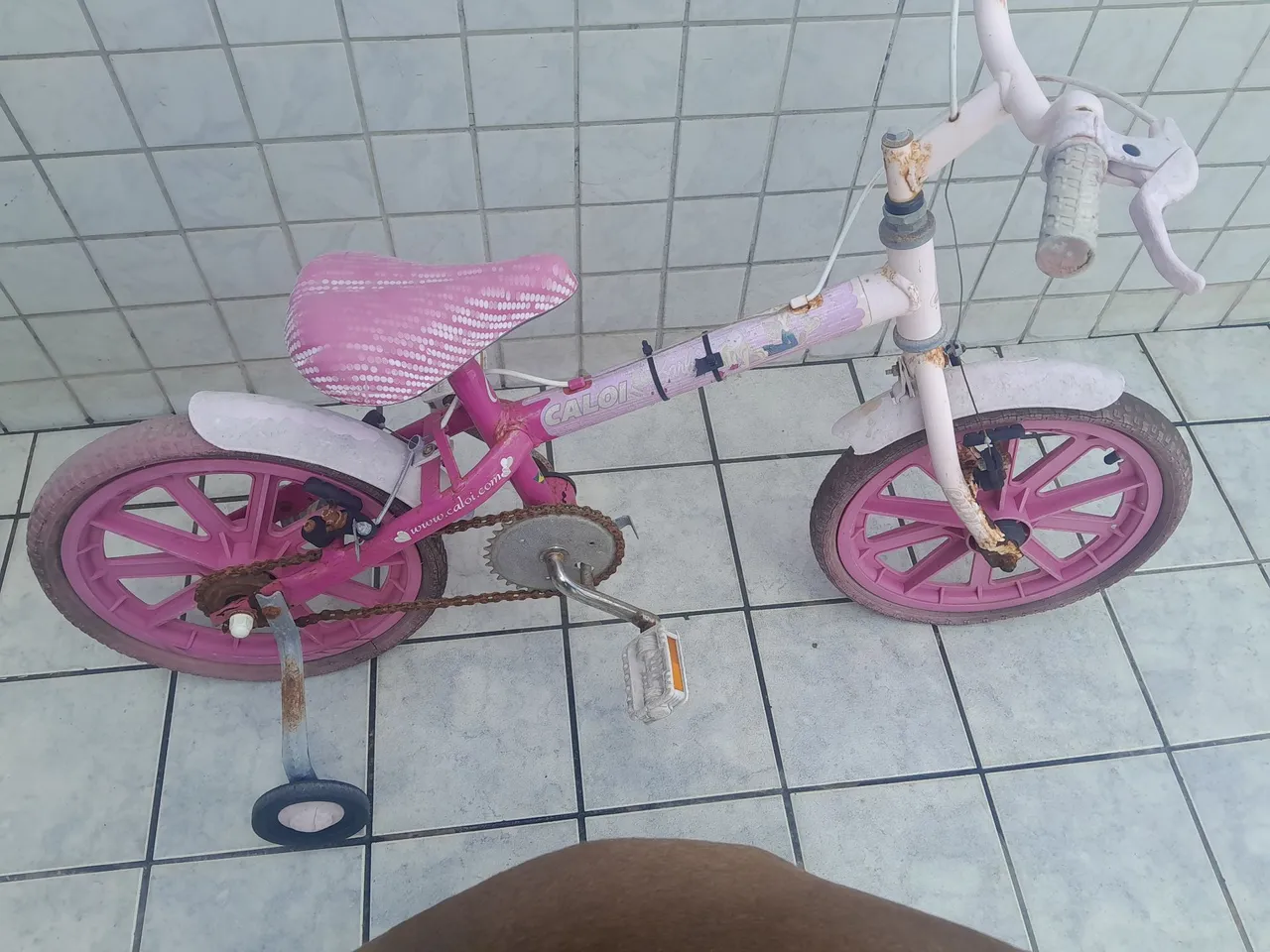 Bicicleta Infantil Rosa Caloi com Rodinhas aceito cartão de crédito