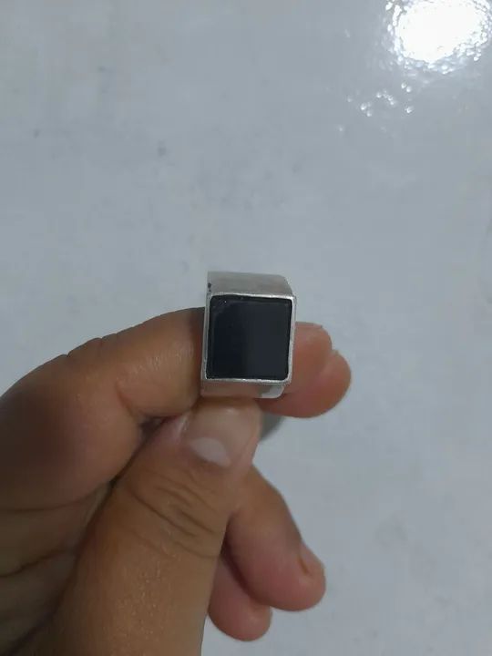 Anel de Prata com turmalina preta Masculino - Foto 3