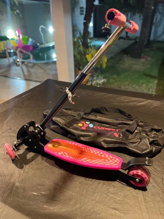 Patinete Infantil Rosa com Bolsa para Transporte - Foto 3