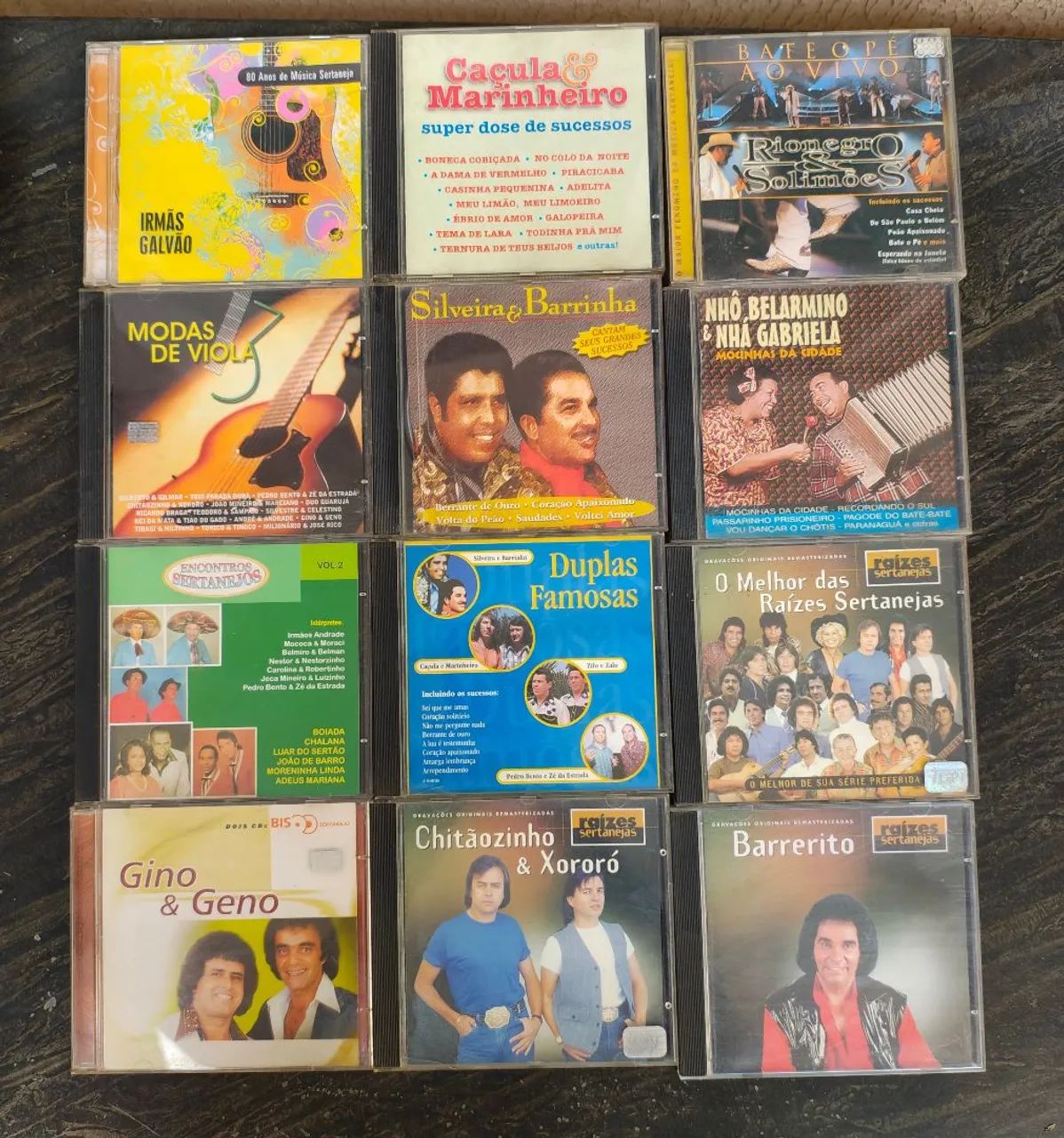 Lote 12 cds sertanejo raiz, viola  Barrerito silveira  Barrinha Gino  Geno Irmãs Galvão