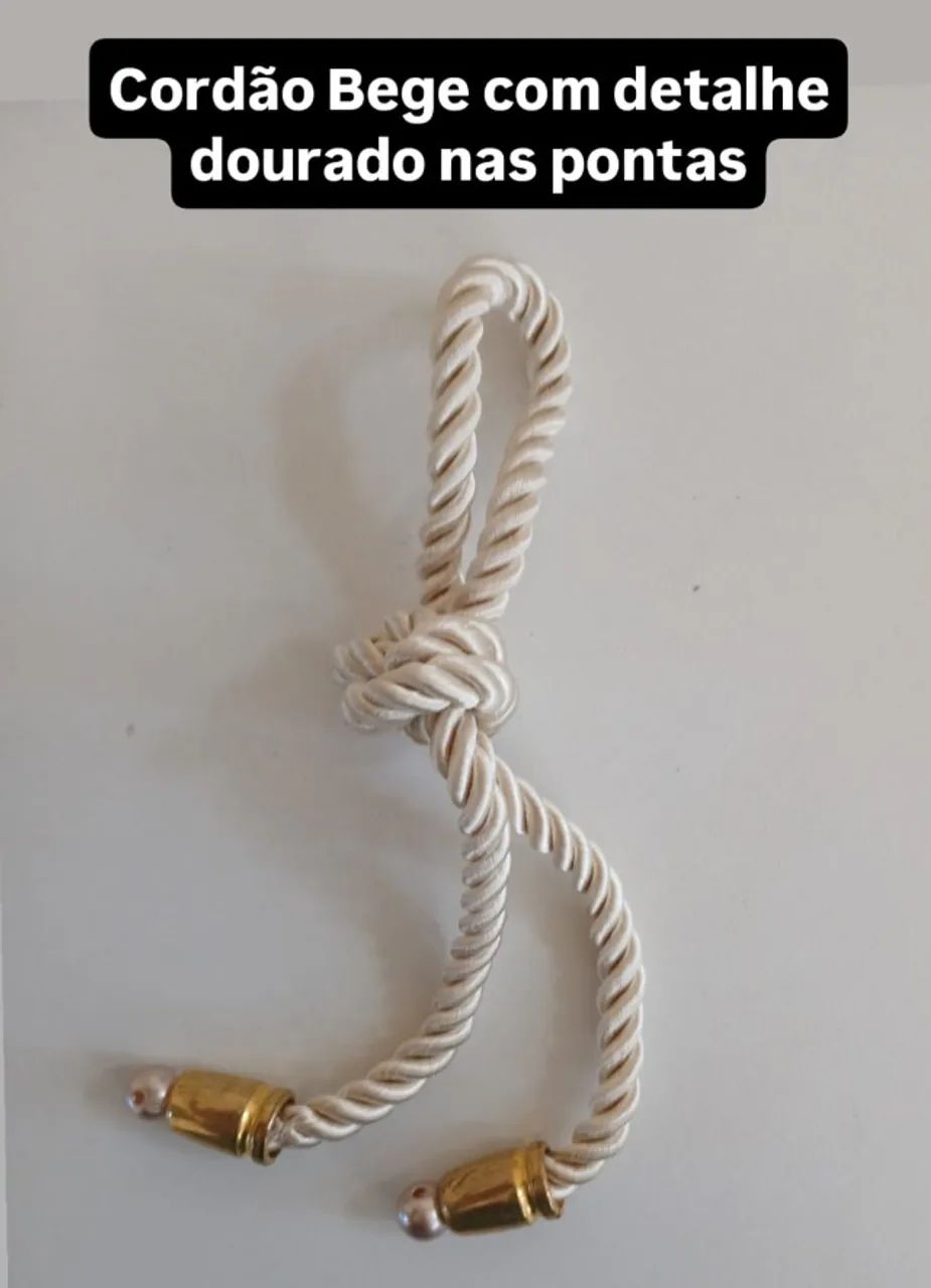 30 unid Cordão Bege Mesa Posta Porta Guardanapo Nó Prendedor Torçal Simples corda Sousplat - Foto 3