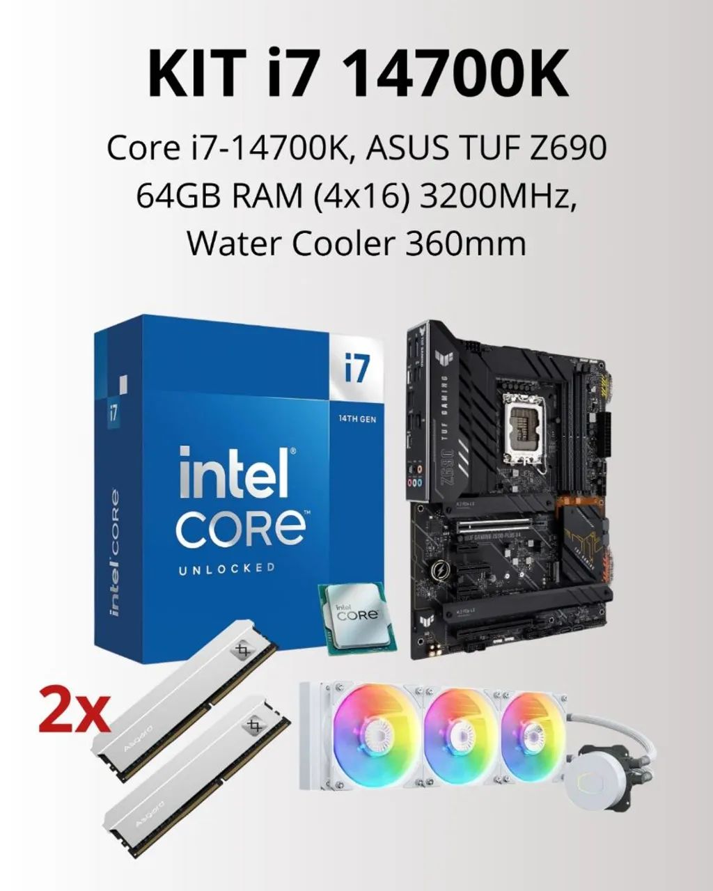 KIT upgrade - i7 14700K + Z690 TUF + 64GB RAM + Water Cooler 360mm