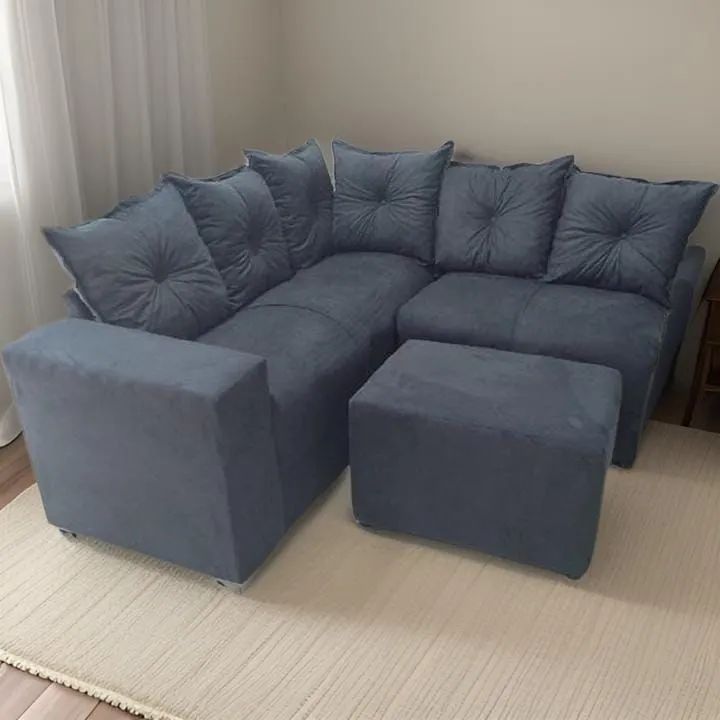 Sofá de canto 1.80mx1.60m com puff grande várias cores e estampas / pague na entrega 