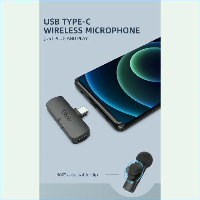 Microfone sem fio lapela Fifine M6 para celular Android, com frequência de 2.4 GHz. - Foto 2