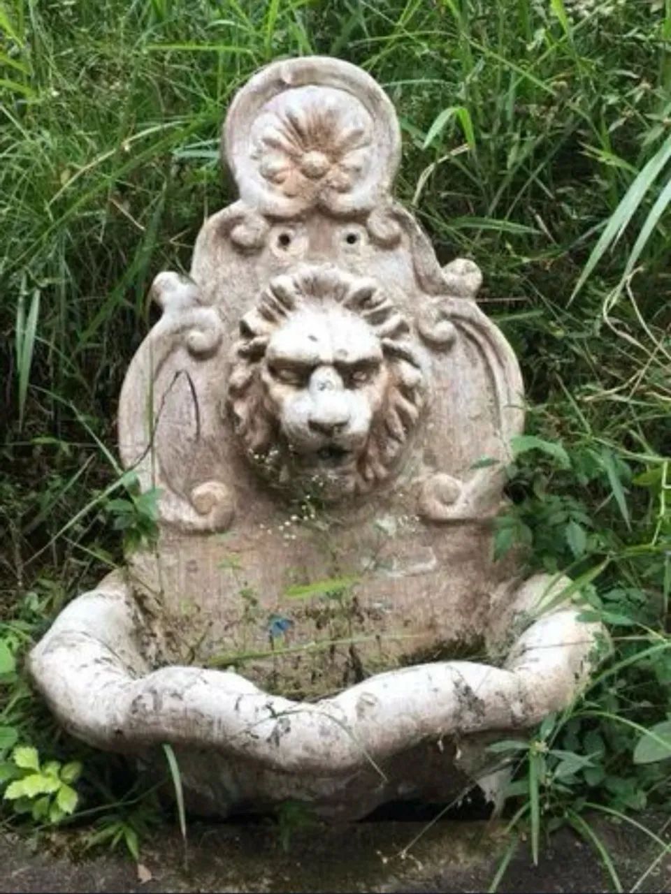 Grande fonte Cabeça de Leão em concreto