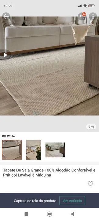 Tapete Sala Grande 100% Algodão Confortável