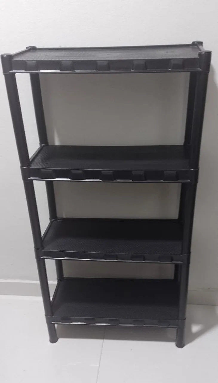 Estante Organizadora de Plástico Preta - 4 Prateleiras