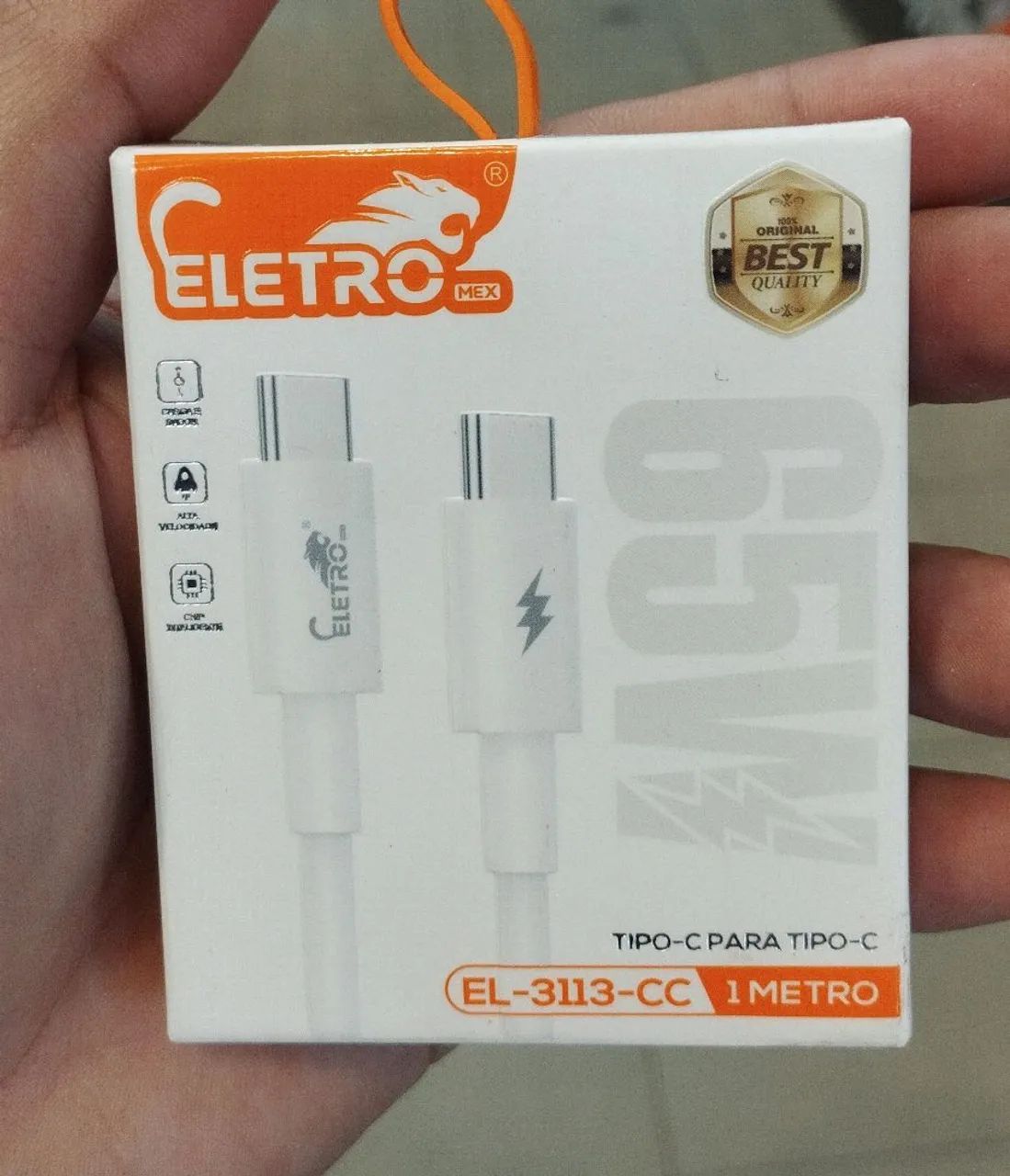 Cabo USB Tipo C para Tipo C 1 Metro ELETRO - Foto 2