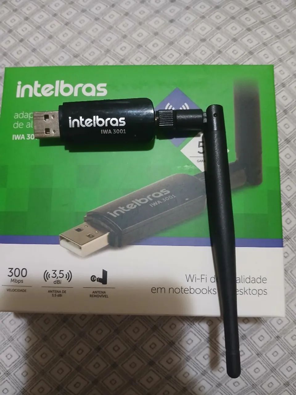 Adaptador wi fi USB intelbras 300 Mbps antena removível 64842097153409123