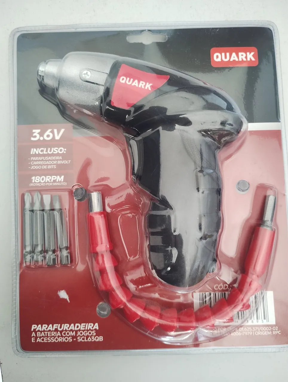 Parafusadeira/Furadeira 3.6V Quark com acessórios