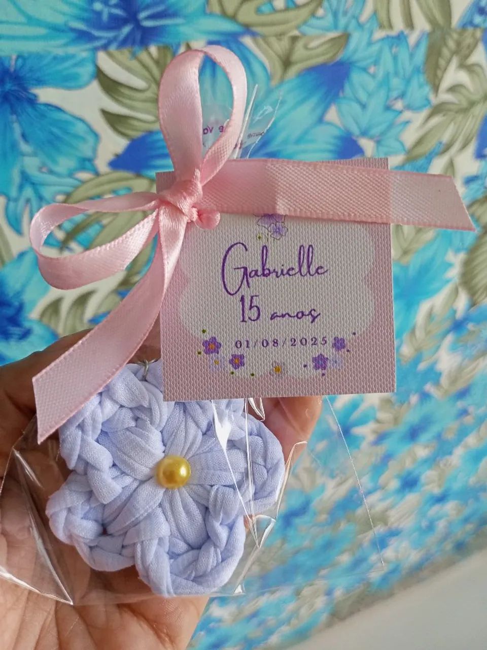 Lembrancinhas Flores de Crochê com tag personalizada - Foto 2