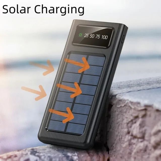 Carregador Portátil Power Bank Com Carregamento Solar 20.000mah