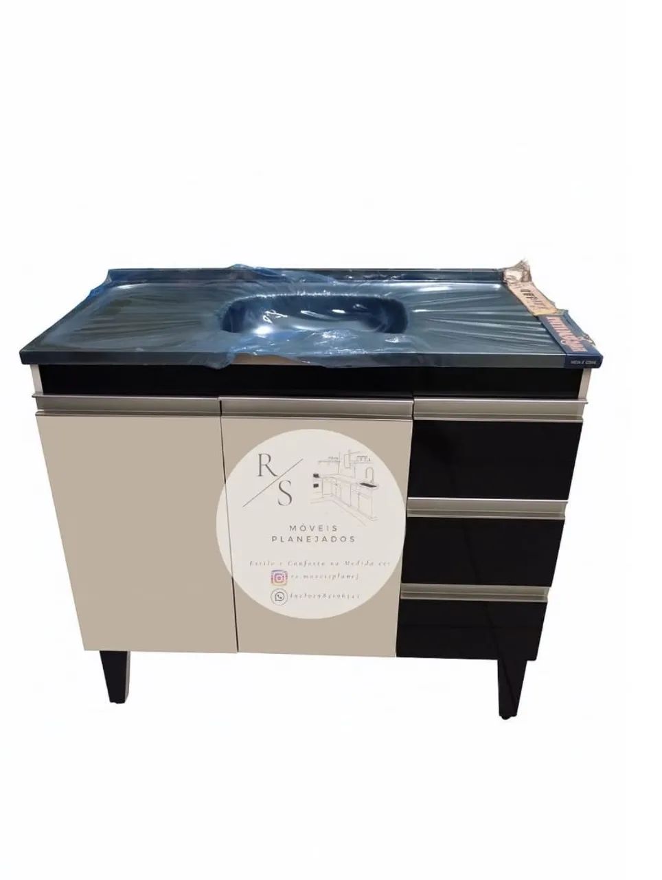 Balcão com pia inox 1m