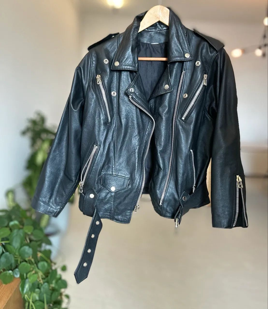 Jaqueta de Couro Legítimo M Preta Biker - Foto 5