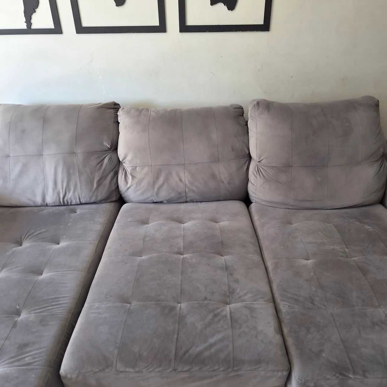 Sofá retrátil cinza de 3 lugares - R$-600,00 - Foto 5