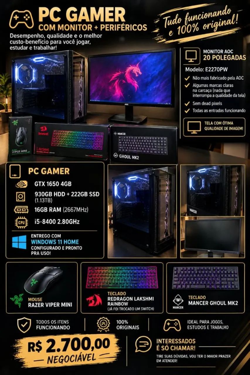 Vendo PC Gamer Completo