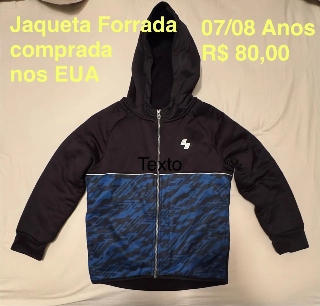 Jaqueta Infantil Forrada importada 7/8 Anos