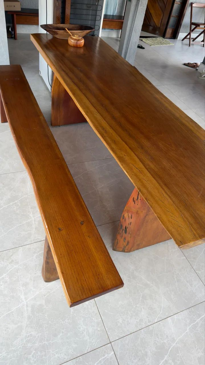Mesa de madeira angelim branco - Foto 4