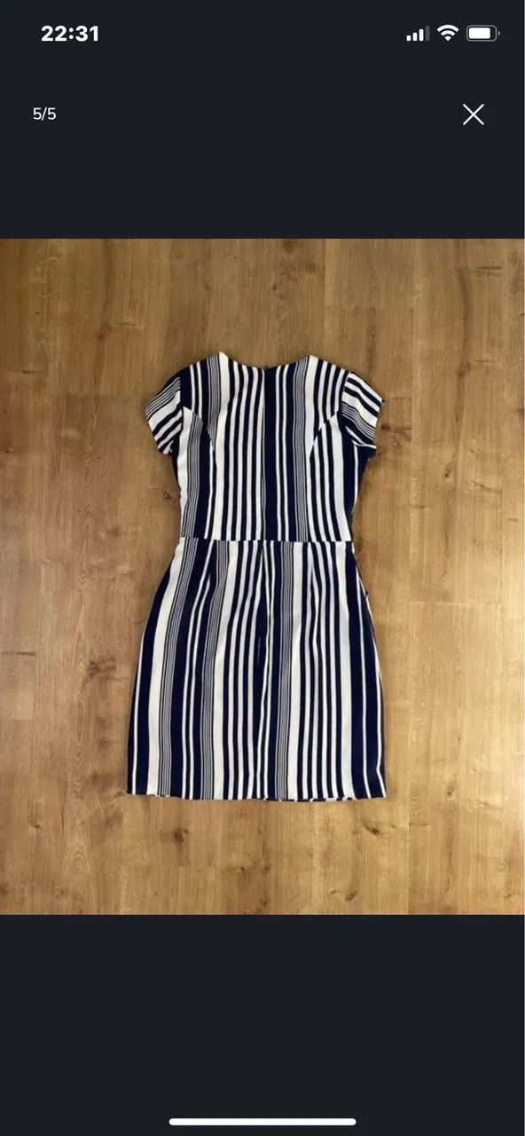 Vestido tam PP listras azul e branco Cia da Roupa - Foto 3