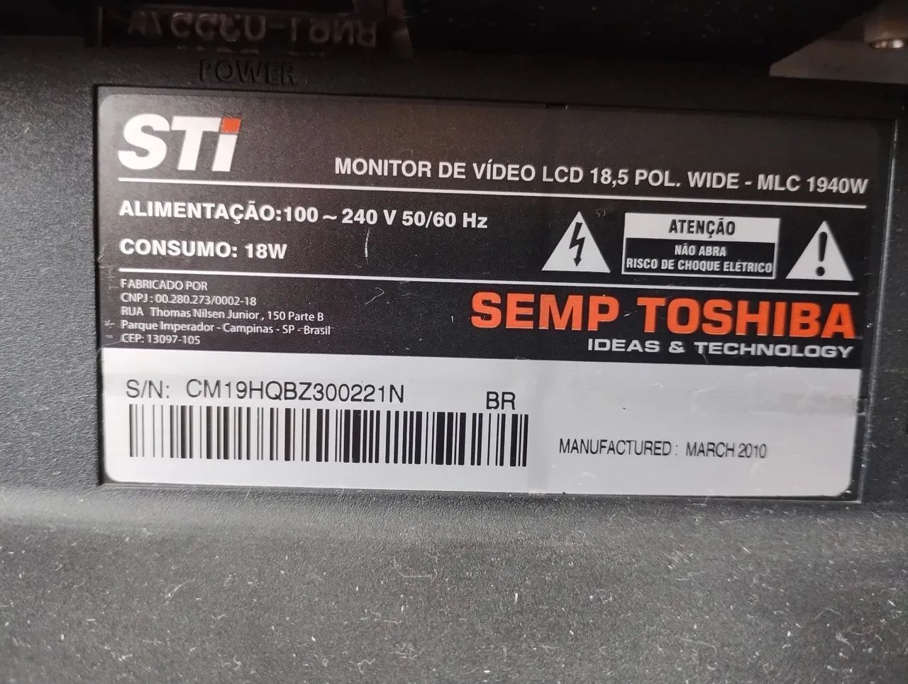Vendo monitor 18,5 polegadas 