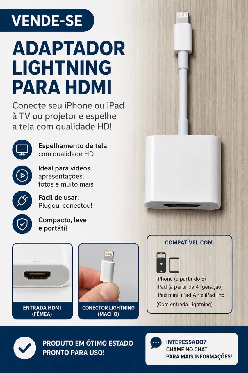 Adaptador Lightning para AV Digital - HDMI - Foto 2