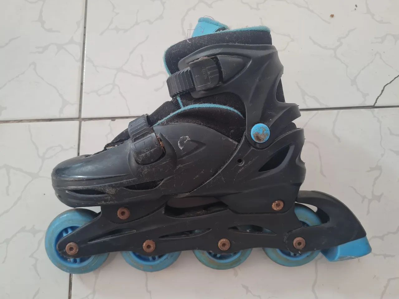 Patins Infantil Ajustável 34-35 Azul - Foto 2